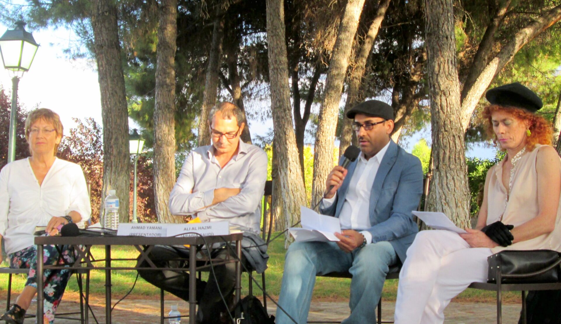 4 Lectura con Noni Benegas, Ahmad Yamnani y Carmen Cardona, en el Cigarral del Ángel Custodio