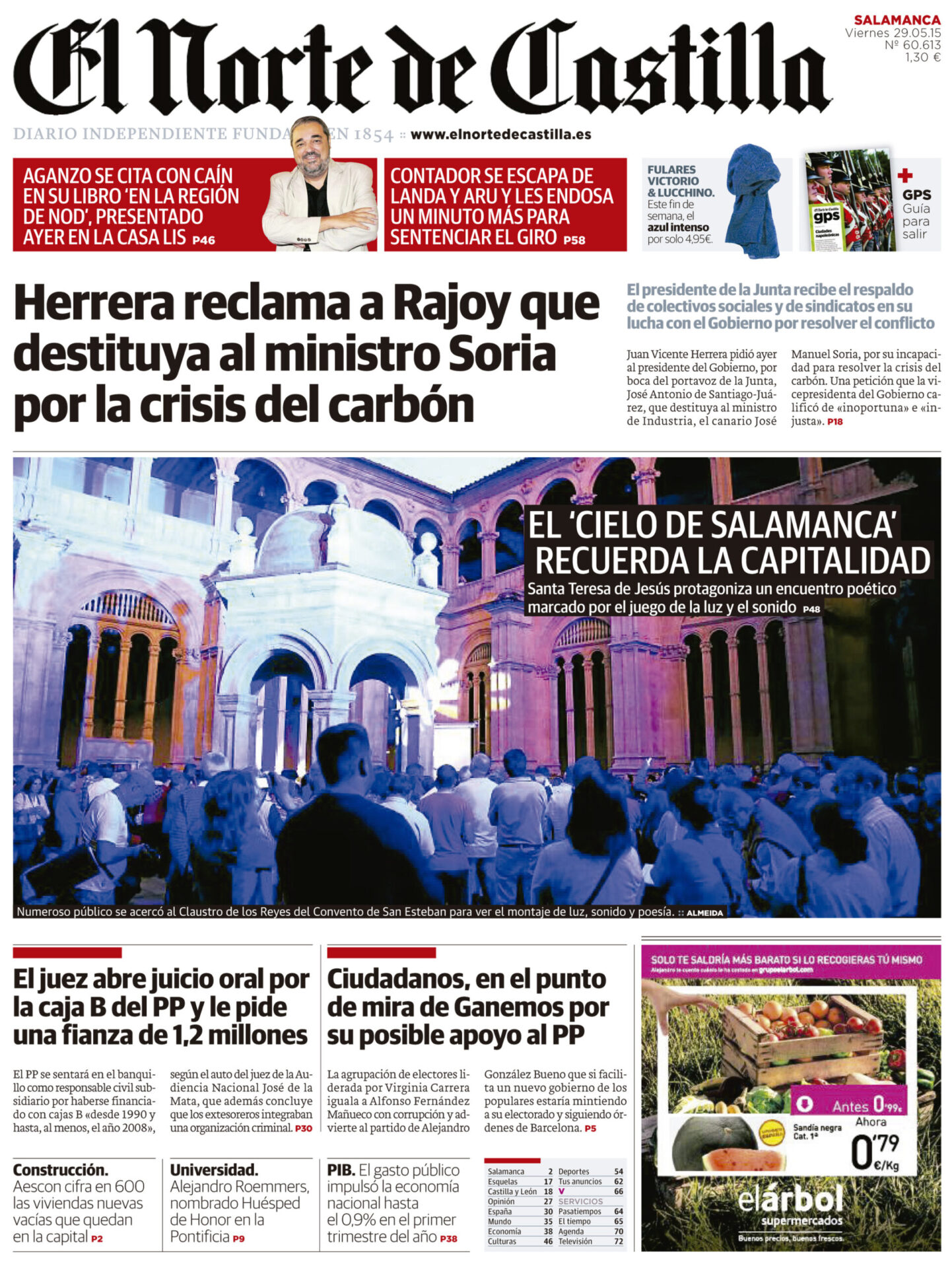 1a Portada de El Norte de Castilla, viernes 29