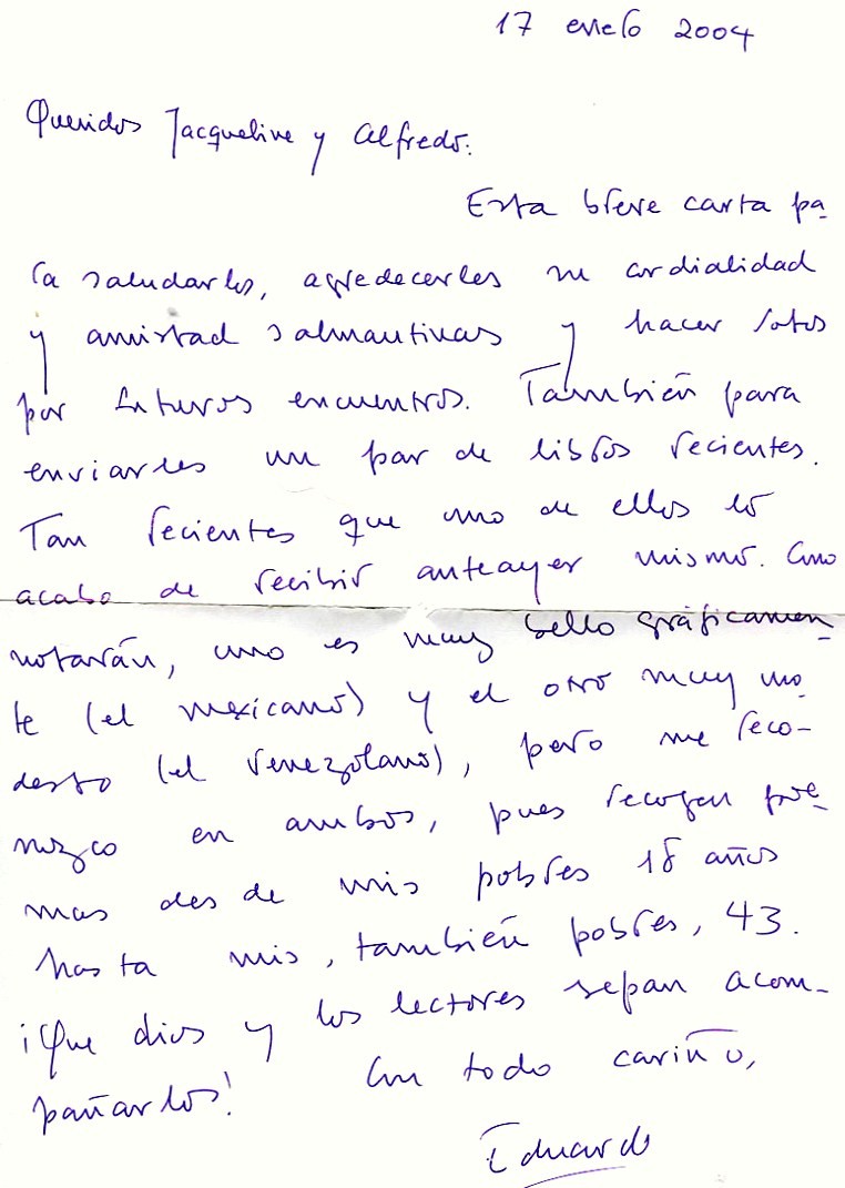 14 Carta de Eduardo Chirinos a Jacqueline y Alfredo Pérez Alencart