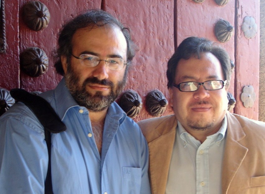 10 Los poetas Alfredo Pérez Alencart y Gabriel Chávez casazola, en Salamanca (Foto de Jacqueline Alencar)