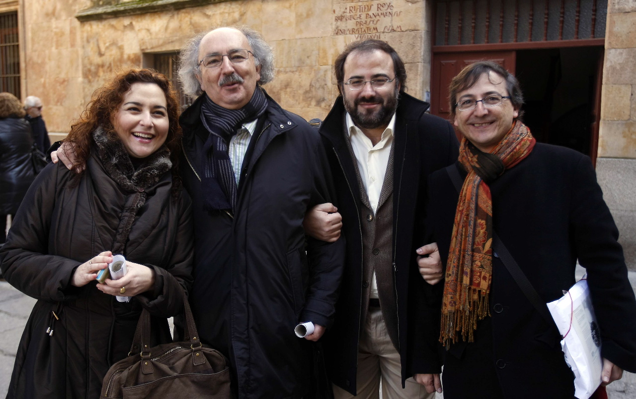 6 Clara Colinas, Antonio Colinas, Alfredo Pérez Alencar y el pintor Miguel Elías (foto de David Arranz, 2011)