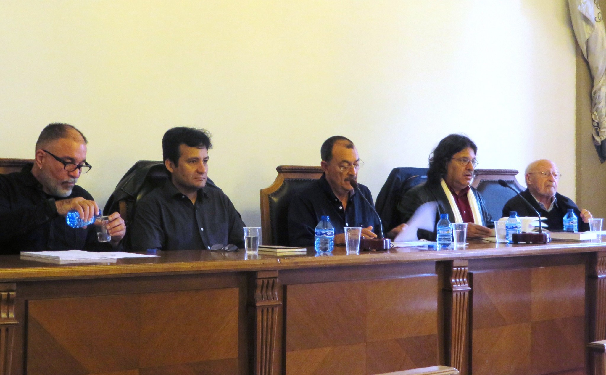 3 Guerra, Rodríguez Gaona, Santano, De San Martín y Najenson (Aula Magna de Filología, 2016. Foto de Jacqueline Alencar)