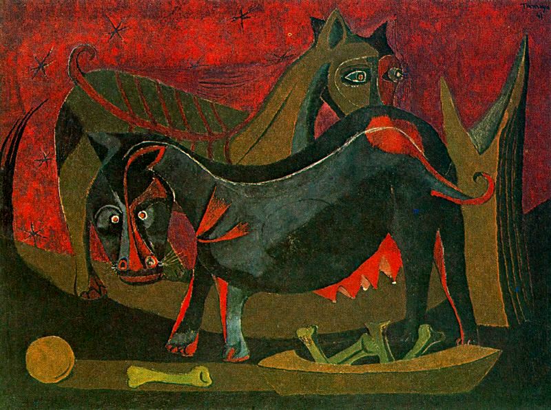 4 Dos perros, de Rufino Tamayo