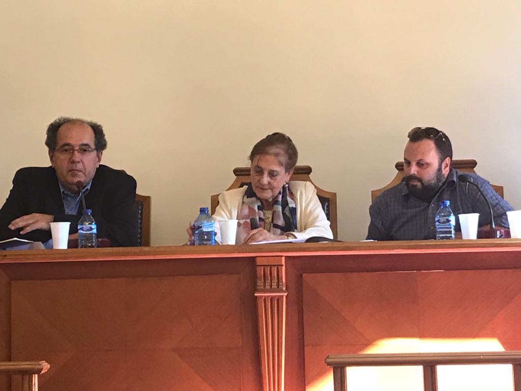 2 Antonio López Ortega, Carmen Ruiz Barrionuevo y Juan Pablo Gómez Cova, en el Aula Magna de Filología