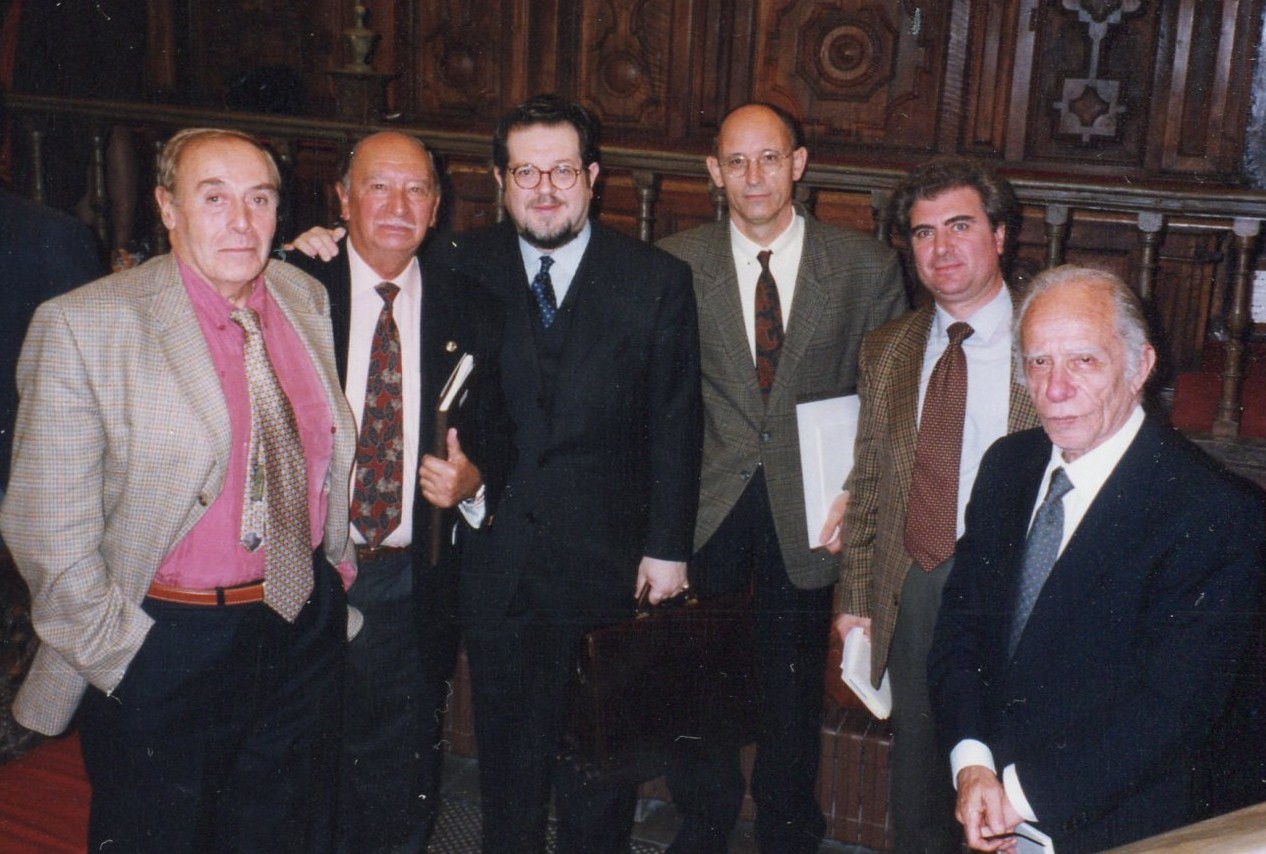 2 Tundidor, Ledesma, Castelo, Piedra, Molina y Romualdo en el I Encuentro de Poetas Iberoamericanos (foto de Jacqueline Alencar, Salamanca 1998)