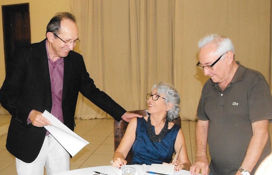 Con el presidente de la ANL, Diógenes da Cunha Lima y el médico y escritor Damião Nobre_