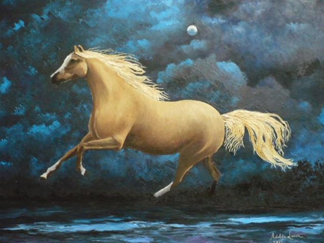 7 Caballo galopando en noche de luna, de Ádolfo Leyva Cepeda (Chile)