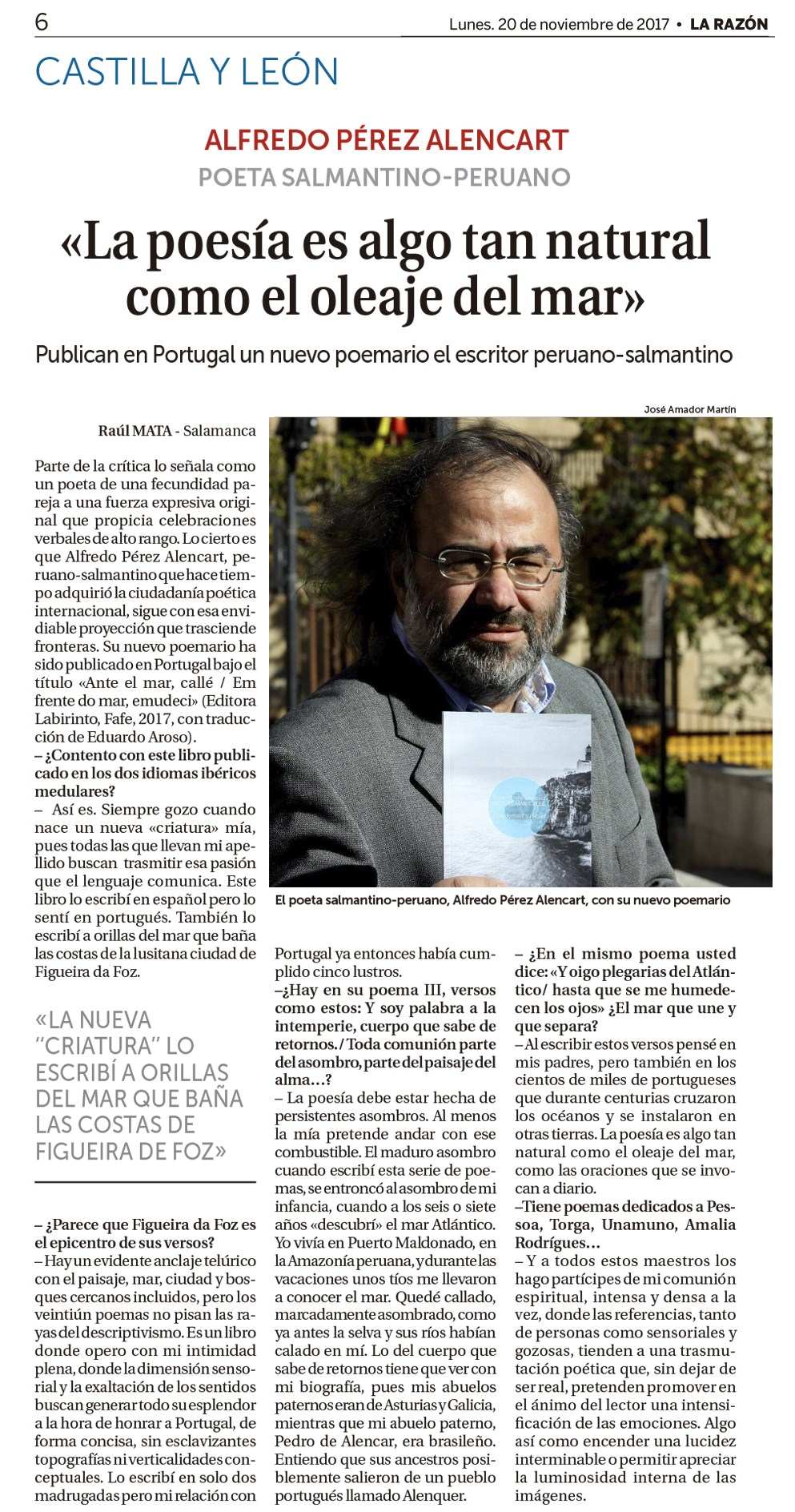 37 Ante el mar, callé (Entrevista en La Razón)